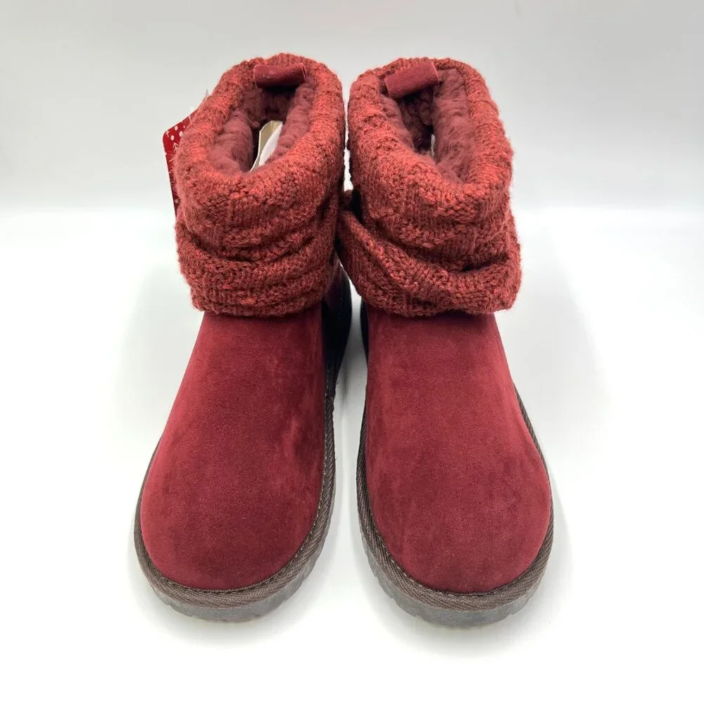 Muk Luks‎ Womens Size 7 Burgundy Red Vegan Suede Leather Winter Boots Shoes